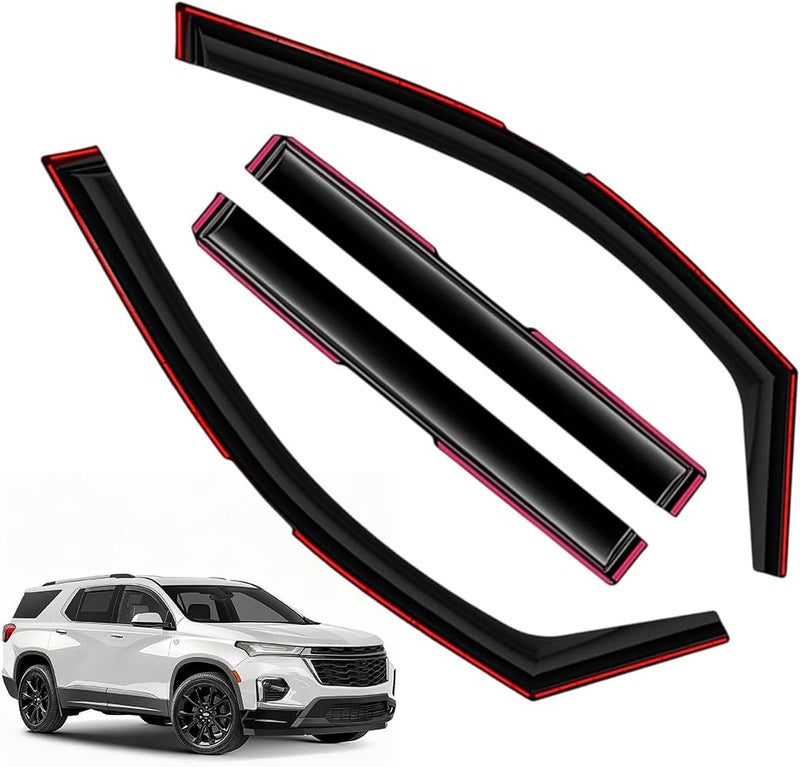 LONGKEES Window Visors Rain Guards FIT 2018–2023 Chevrolet Traverse – in-Channel Vent Deflectors 4PC Set All-Weather - Image 1